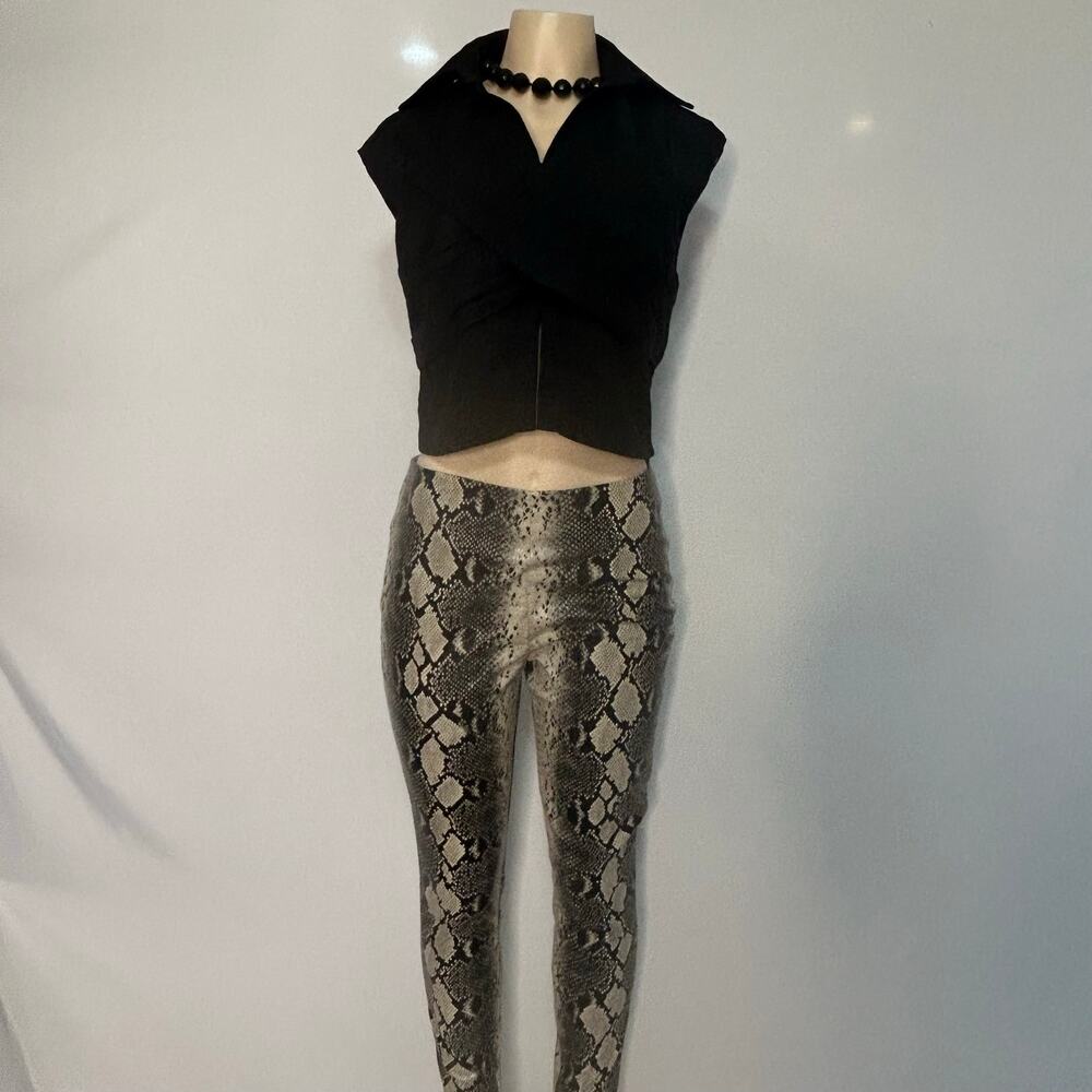 Fashion Nova Snake Print Faux Leather High Waist Zip back Leggings XS S
